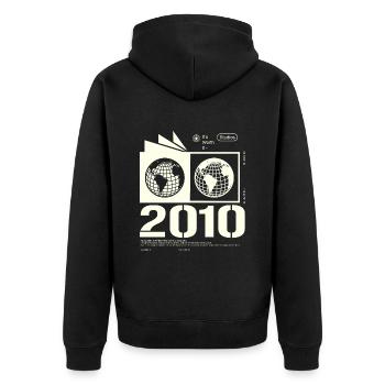 Jahrgang 2010 Retro Geburtstag Geschenk 2010 - Unisex Premium Bio Zip Hoodie - Schwarz - Hinten - Nico (187cm)
