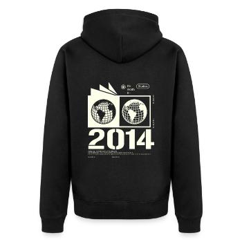 Vintage 2014 Retro Birthday Gift 2014 - Unisex Premium Organic Zip Hoodie - black - Back - Nico (187cm)