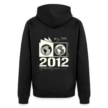 Jahrgang 2012 Retro Geburtstag Geschenk 2012 - Unisex Premium Bio Zip Hoodie - Schwarz - Hinten - Nico (187cm)