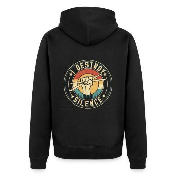 I DESTROY SILENCE - Unisex Premium Organic Zip Hoodie - black - Back - Nico (187cm)