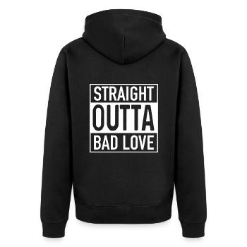 Straight OUTTA Mauvais Amour - Veste à capuche bio Premium Unisexe - noir - Dos - Nico (187cm)