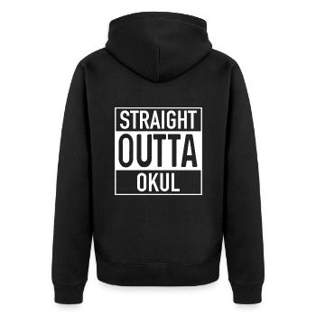 Straight OUTTA Okul - Unisex Premium Organic Zip Hoodie - black - Back - Nico (187cm)