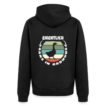 gänse gänsehaltung gänsefreund gans in ordnung - Unisex Premium Bio Zip Hoodie - Schwarz - Hinten - Nico (187cm)