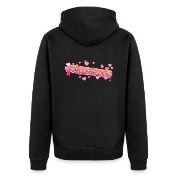 Nourriture de rue cool avec un design de cœurs roses - Veste à capuche bio Premium Unisexe - noir - Dos - Nico (187cm)