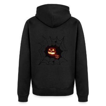 Luminous pumpkin smiling pumpkin - Unisex Premium Organic Zip Hoodie - black - Back - Nico (187cm)