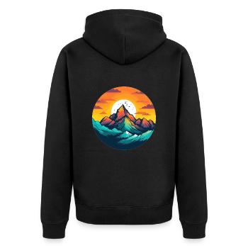 Berge im Sonnenuntergang - Unisex Premium Bio Zip Hoodie - Schwarz - Hinten - Nico (187cm)