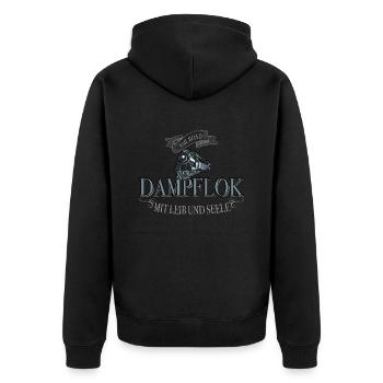 Dampflok ist Eisenbahn für Lokführer mit Nostalgie - Unisex Premium Bio Zip Hoodie - Schwarz - Hinten - Nico (187cm)