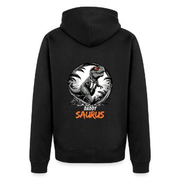 Father Daddy Saurus Father's Day Birthday T-Rex Cool - Unisex Premium Organic Zip Hoodie - black - Back - Nico (187cm)