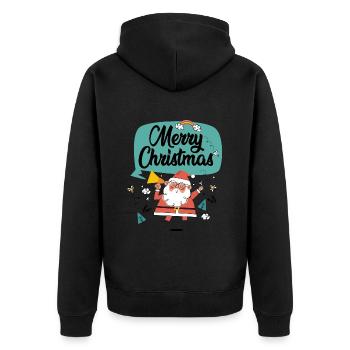 Frohe Weihnachten Frohe Weihnachten Frohe Weihnachten - Unisex Premium Bio Zip Hoodie - Schwarz - Hinten - Nico (187cm)