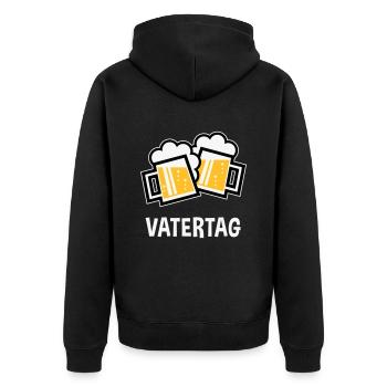 Vatertag (Bier Prosit / Bayrische Bierkrüge / 3C) - Unisex Premium Bio Zip Hoodie - Schwarz - Hinten - Nico (187cm)
