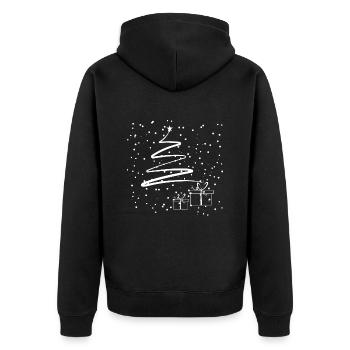 Minimal Christmas Tree - Unisex Premium Bio Zip Hoodie - Schwarz - Hinten - Nico (187cm)