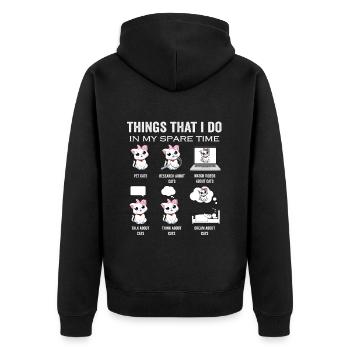 Funny cat lover shirt for cat mom and dad cats - Unisex Premium Organic Zip Hoodie - black - Back - Nico (187cm)