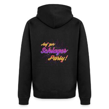 Auf zur Schlagerparty - Unisex Premium Bio Zip Hoodie - Schwarz - Hinten - Nico (187cm)