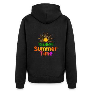 sweet summertime - Unisex Premium Bio Zip Hoodie - Schwarz - Hinten - Nico (187cm)