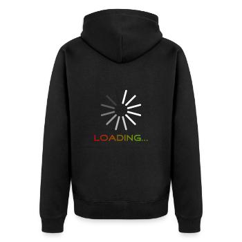 Loading - Unisex Premium Bio Zip Hoodie - Schwarz - Hinten - Nico (187cm)