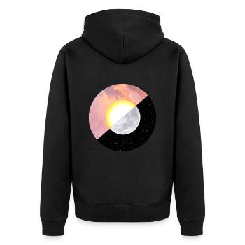 Sommer | Sonne | Mond | Sonnenuntergang - Unisex Premium Bio Zip Hoodie - Schwarz - Hinten - Nico (187cm)