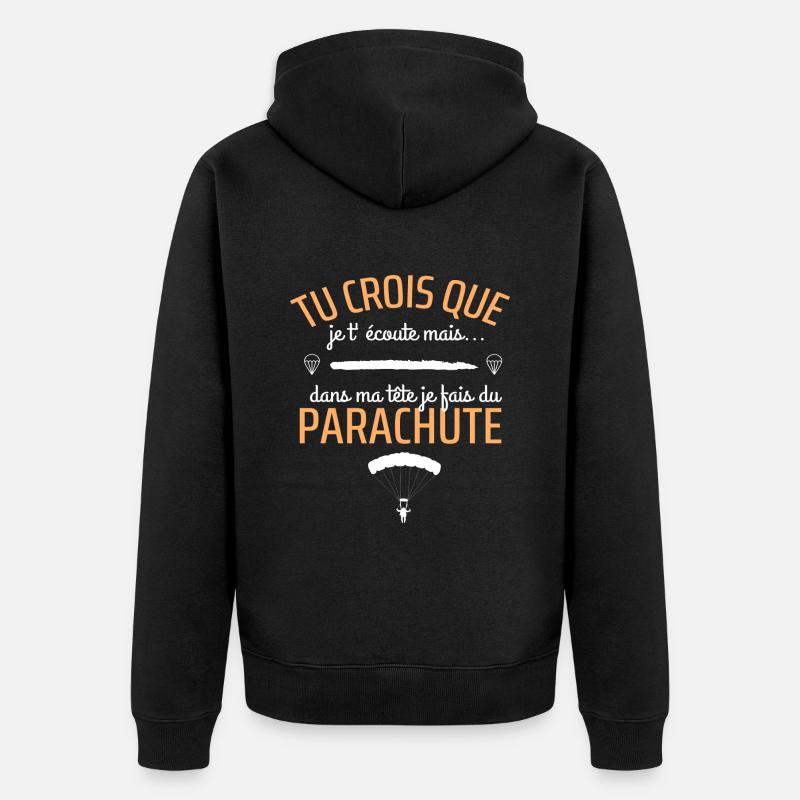 tee shirt parachute humour parachutisme cadeau - Veste à capuche bio Premium Unisexe - noir