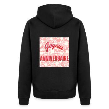 ANNIVERSAIRE,HAPPY BIRTHDAY,JOYEUX ANNIVERSAIRE - Veste à capuche bio Premium Unisexe - noir - Dos - Nico (187cm)