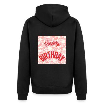 HAPPY BIRTHDAY,HAPPY BIRTHDAY,BIRTHDAY,BIRTHDAY - Unisex Premium Organic Zip Hoodie - black - Back - Nico (187cm)