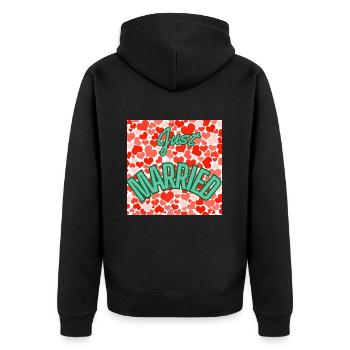 JUST MARRIED,LONG LIVE THE MARIES,EVJF,VALENTINE'S DAY - Unisex Premium Organic Zip Hoodie - black - Back - Nico (187cm)
