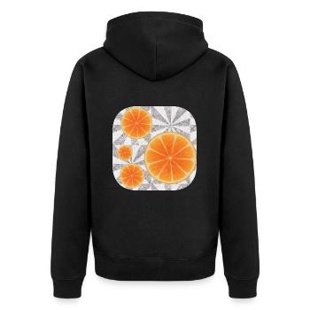 Orangen-Kunst - Unisex Premium Bio Zip Hoodie - Schwarz - Hinten - Nico (187cm)