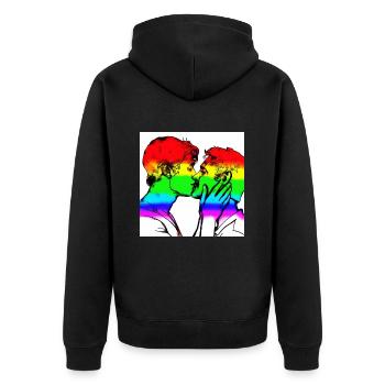 Kissing men - Unisex Premium Organic Zip Hoodie - black - Back - Nico (187cm)