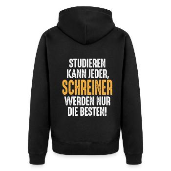 Studieren kann jeder Schreiner werden nur die - Unisex Premium Bio Zip Hoodie - Schwarz - Hinten - Nico (187cm)