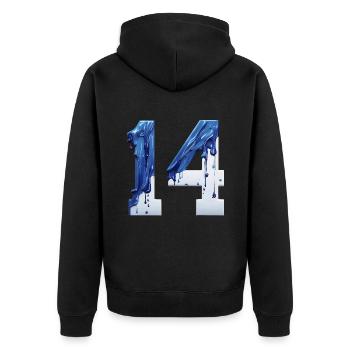 NON. 14 NUMÉRO 14 BLEU BLANC 14E ANNIVERSAIRE - Veste à capuche bio Premium Unisexe - noir - Dos - Nico (187cm)