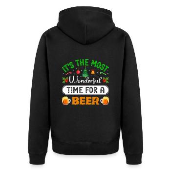Dies ist die beste Zeit für... - Unisex Premium Bio Zip Hoodie - Schwarz - Hinten - Nico (187cm)