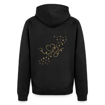 Two hearts become one - Love - Unisex Premium Organic Zip Hoodie - black - Back - Nico (187cm)