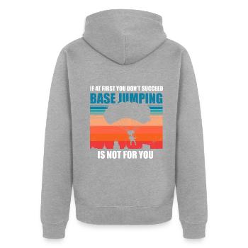 Base Jumping - Unisex Premium Bio Zip Hoodie - Grau meliert - Hinten - Nico (187cm)