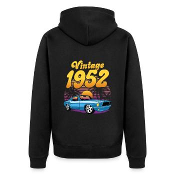 Retro Anniversary 1952 70 Years Anniversary - Unisex Premium Organic Zip Hoodie - black - Back - Nico (187cm)