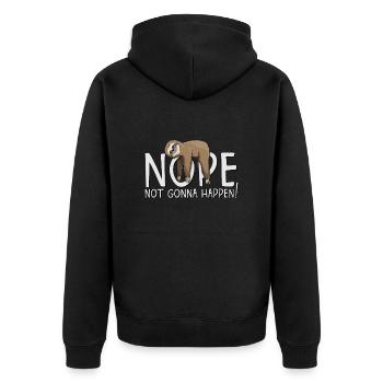 NOPE not going to bite never now lazy sloth - Unisex Premium Organic Zip Hoodie - black - Back - Nico (187cm)