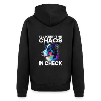 Border Collie - Amoureux des chiens - Propriétaires de chiens - Veste à capuche bio Premium Unisexe - noir - Dos - Nico (187cm)