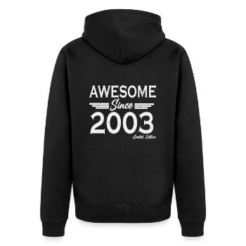 Born 2003 20 years birthday - Unisex Premium Organic Zip Hoodie - black - Back - Nico (187cm)