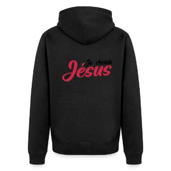 Je choisis Jésus - Veste à capuche bio Premium Unisexe - noir - Dos - Nico (187cm)