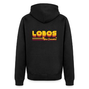 Lobos Kanarische Insel Design - Unisex Premium Bio Zip Hoodie - Schwarz - Hinten - Nico (187cm)