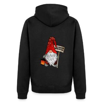 Kuschel Wichtel Weihnachts Gnom - Unisex Premium Bio Zip Hoodie - Schwarz - Hinten - Nico (187cm)