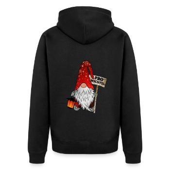 Pro Wichtel – Weihnachtsgnom - Unisex Premium Bio Zip Hoodie - Schwarz - Hinten - Nico (187cm)