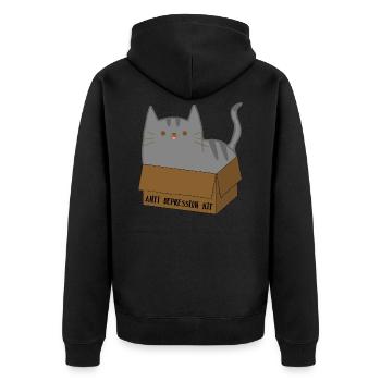Toffee die Katze im Karton - Unisex Premium Bio Zip Hoodie - Schwarz - Hinten - Nico (187cm)