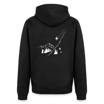 Snowboarder, Wintersport, Berge, Snowboard, Schnee - Unisex Premium Bio Zip Hoodie - Schwarz - Hinten - Nico (187cm)