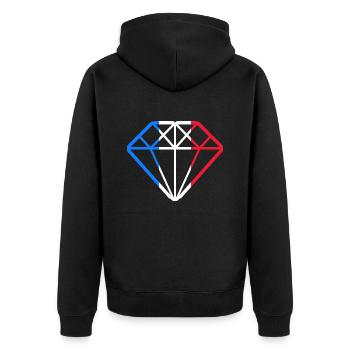 Flag France French Diamond French - Unisex Premium Organic Zip Hoodie - black - Back - Nico (187cm)