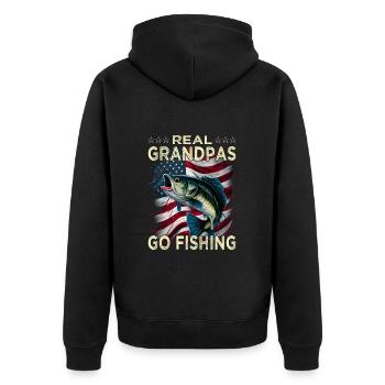 Real Grandpas Go Fishing - Unisex Premium Bio Zip Hoodie - Schwarz - Hinten - Nico (187cm)