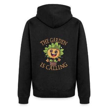 The Garden Is Calling Funny Garden Lovers - Unisex Premium Organic Zip Hoodie - black - Back - Nico (187cm)