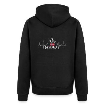 Norway flag heartbeat Scandinavia Norge - Unisex Premium Organic Zip Hoodie - black - Back - Nico (187cm)