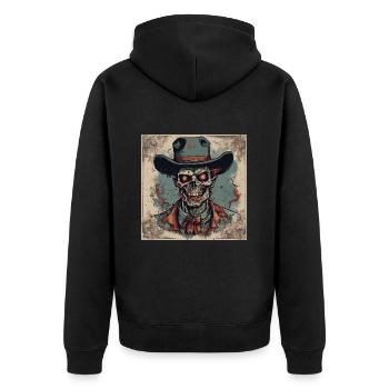 Zombie Cowboy - Unisex Premium Bio Zip Hoodie - Schwarz - Hinten - Nico (187cm)