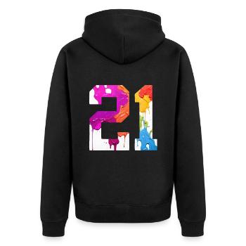 NUMÉRO COLORÉ 21 COLORÉ 21E ANNIVERSAIRE - Veste à capuche bio Premium Unisexe - noir - Dos - Nico (187cm)