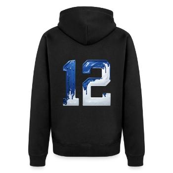 NON. 12 NUMÉRO 12 BLEU BLANC 12E ANNIVERSAIRE - Veste à capuche bio Premium Unisexe - noir - Dos - Nico (187cm)