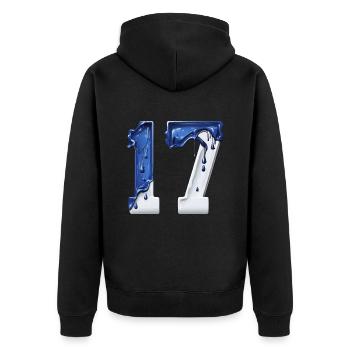 NON. 17 NUMÉRO 17 BLEU BLANC 17E ANNIVERSAIRE - Veste à capuche bio Premium Unisexe - noir - Dos - Nico (187cm)