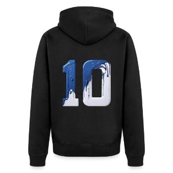 NO. 10 NUMBER 10 BLUE WHITE 10TH BIRTHDAY - Unisex Premium Organic Zip Hoodie - black - Back - Nico (187cm)